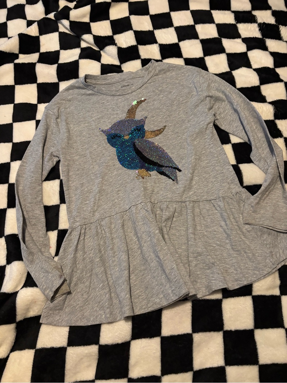 Size 7/8 moon owl grey long sleeve shirt